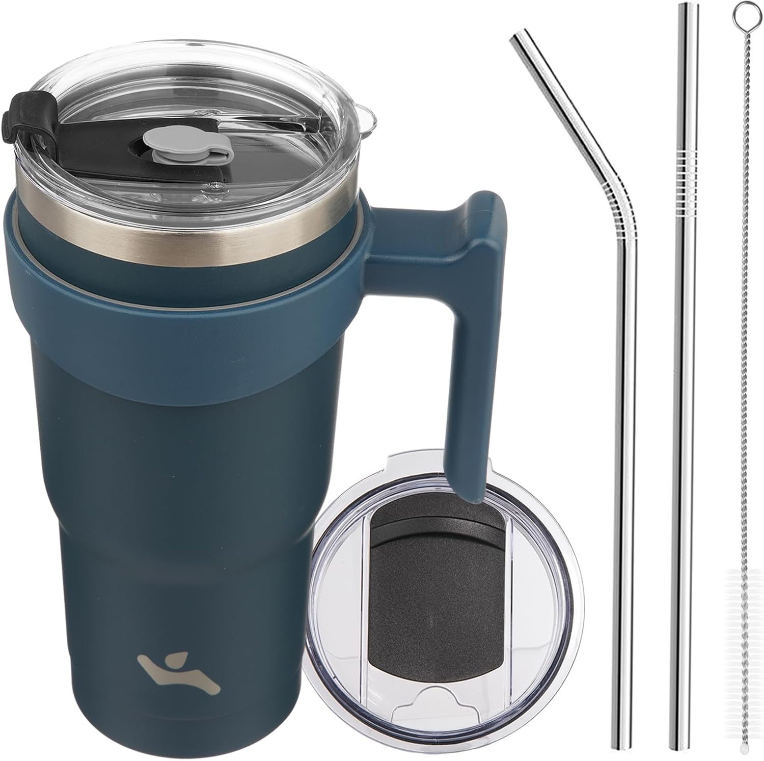 Konokyo 20 oz Insulated Tumbler: Handle, Straws, Lid - Navy Blue