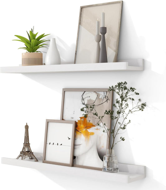 Solid Ash Wood Picture Ledge Shelf Set of 2 for Home Decor