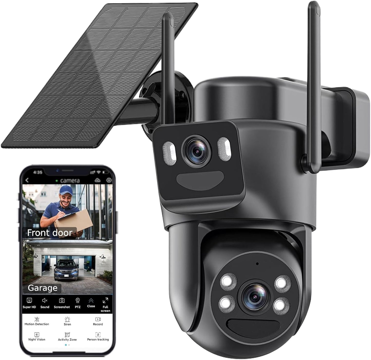 6MP Solar Security Cameras Wireless Outdoor with Dual Lens Tracking