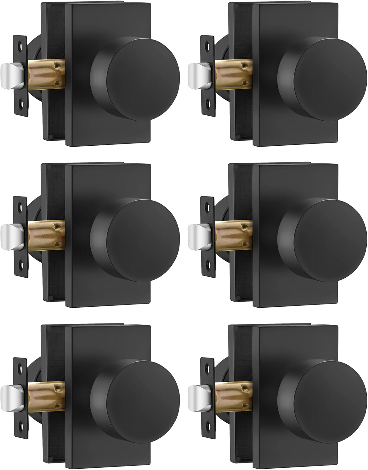 Goldenwarm Black Passage Door Knob - Durable Zinc Alloy Design
