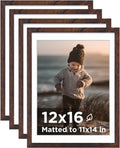 12x16 Picture Frame Brown Wooden Set of 4 - Classic Wall & Table