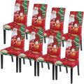 Christmas Dining Room Chair Covers Set of 8 - Stretch Spandex Holiday
