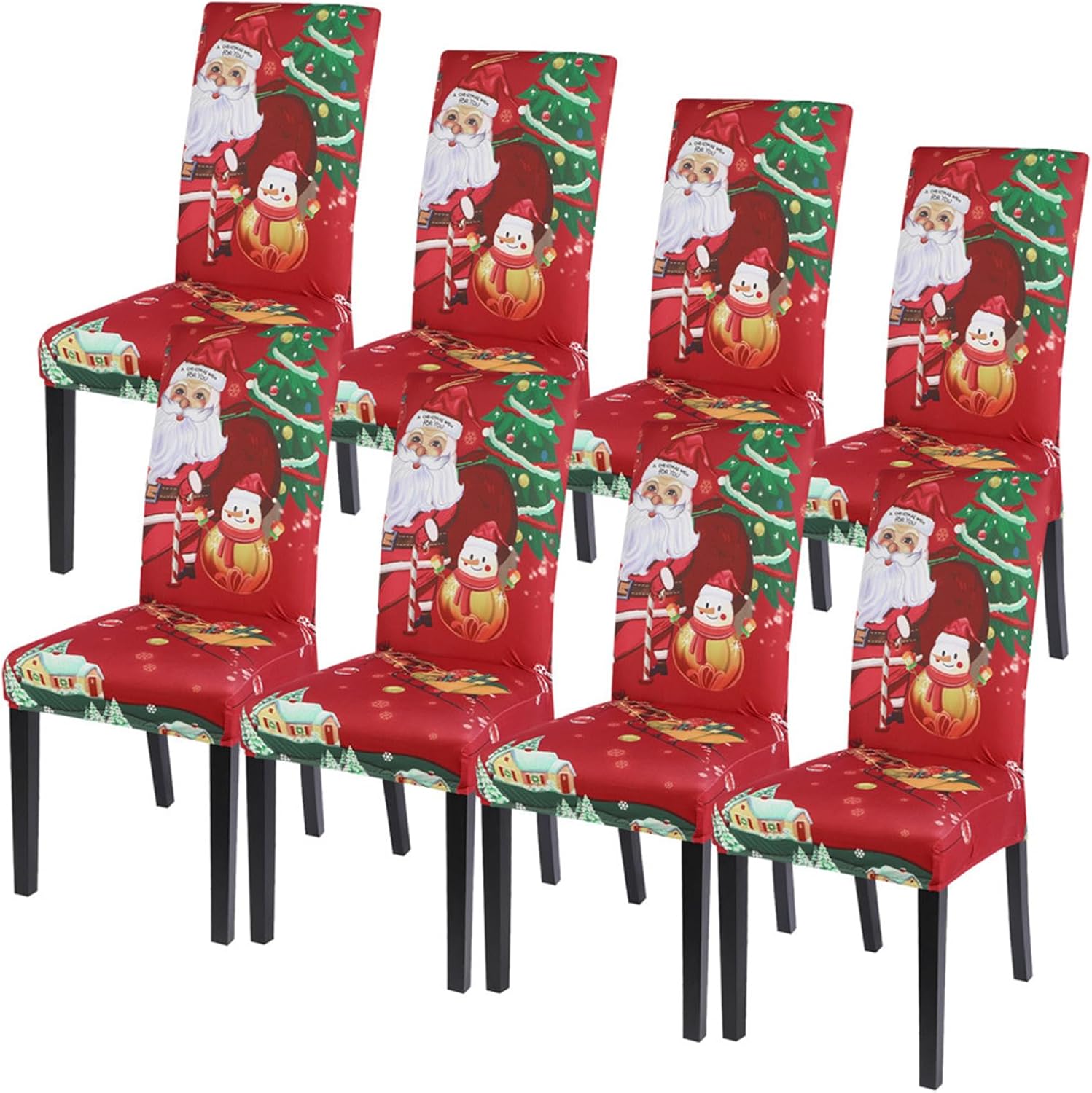 SearchI Christmas Dining Room Chair Covers Set of 8 for Holiday Decor