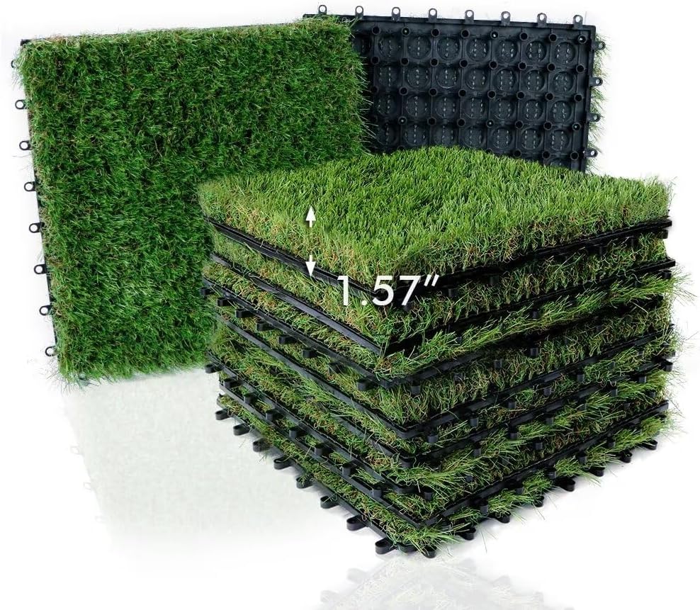 XLX TURF Interlocking Artificial Grass Tiles for Outdoor Use
