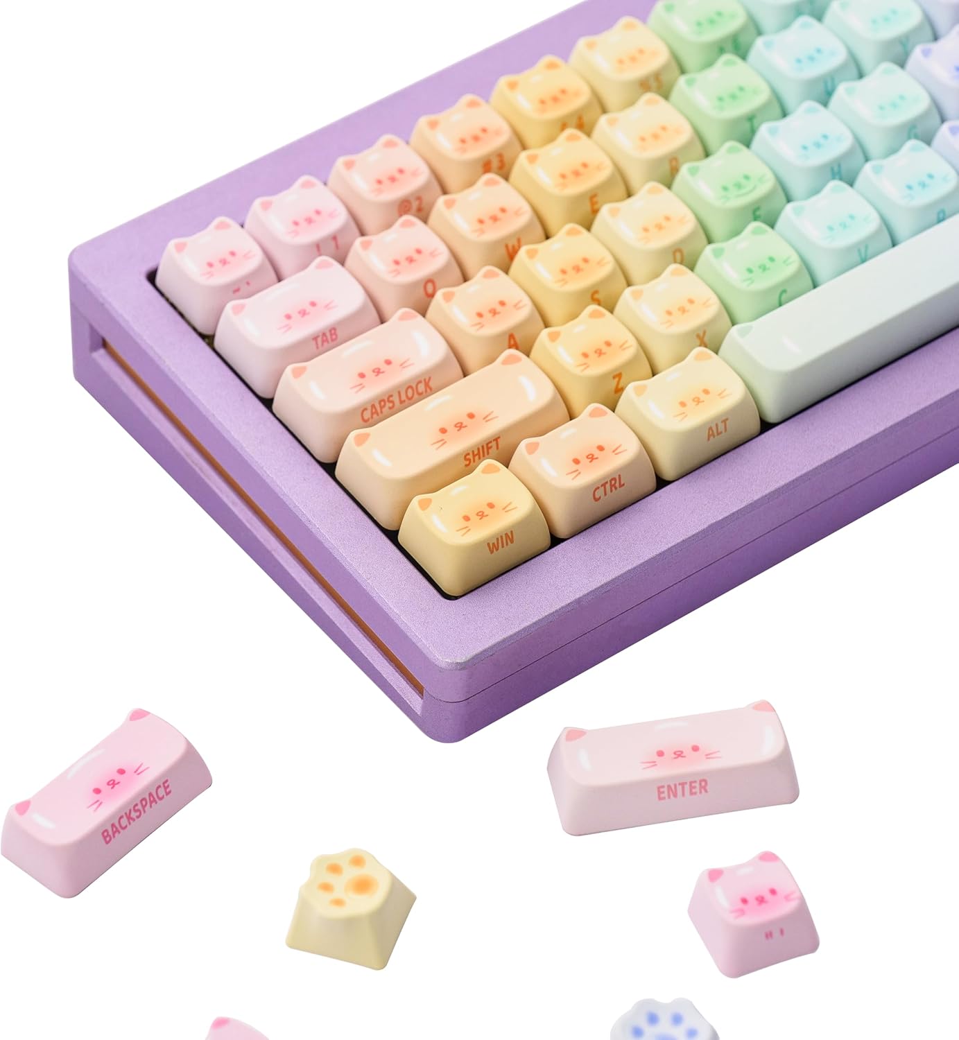 Akko PBT Keycaps Set for Mechanical Keyboards - Colorful Cats