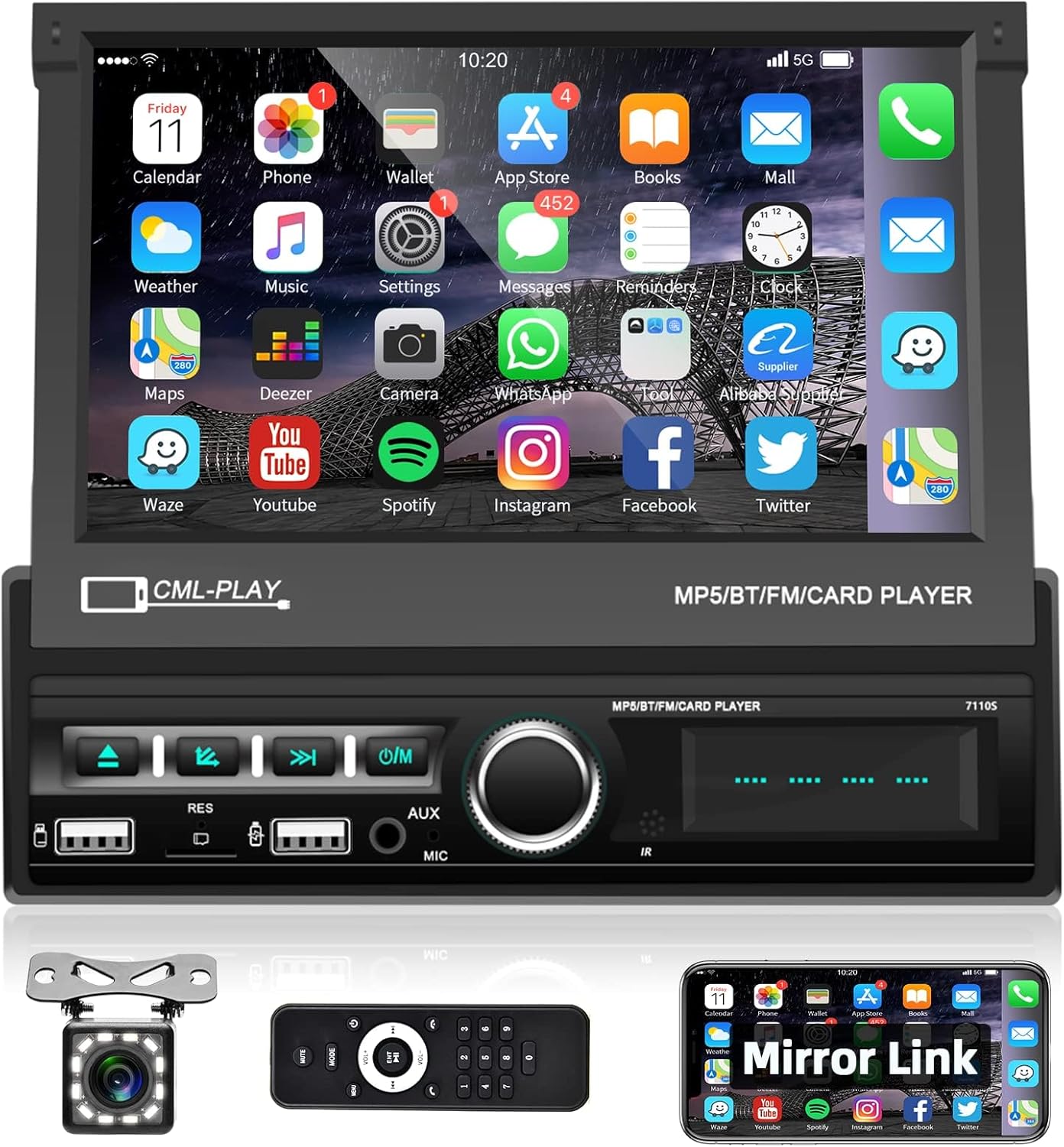 Podofo 7 Touchscreen Car Stereo with Backup Camera