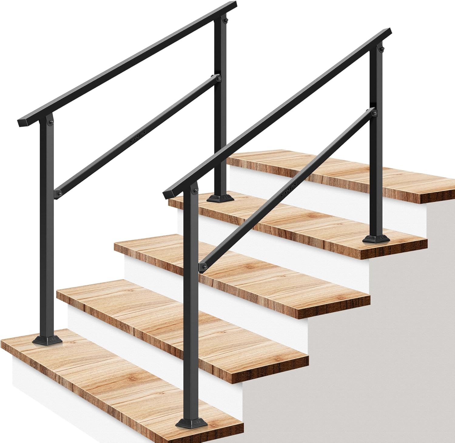 VIVOSUN 2-Pack Outdoor Handrail for 1 to 4 Steps, Black