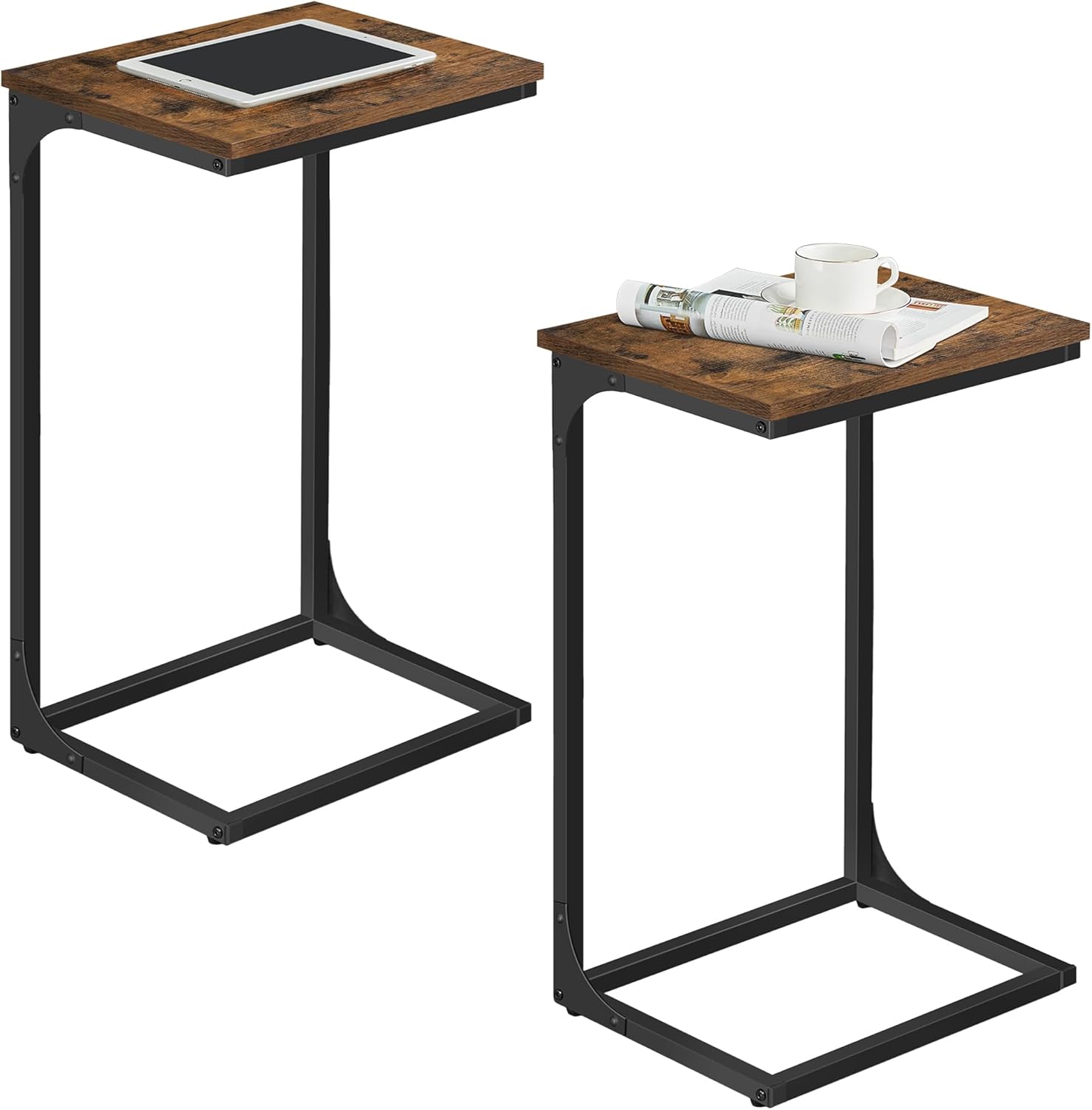 VASAGLE C-Shaped End Table Set of 2 for Small Spaces
