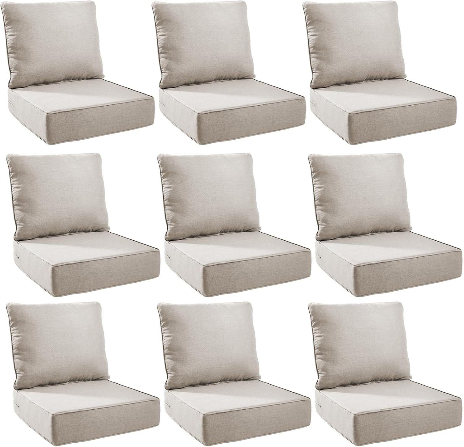 Outdoor Cushion Set for Patio Furniture - 9-Pack 24x24 Inch