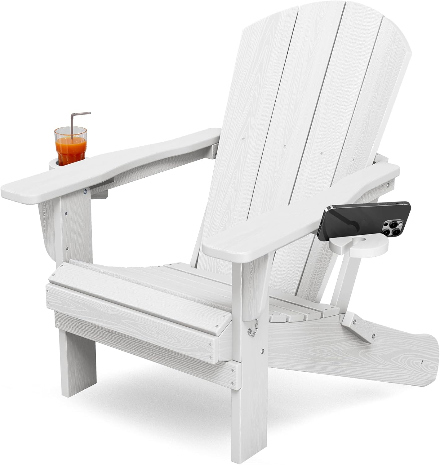 KINGYES Folding Adirondack Chair with Dual Cup Holders for Comfort