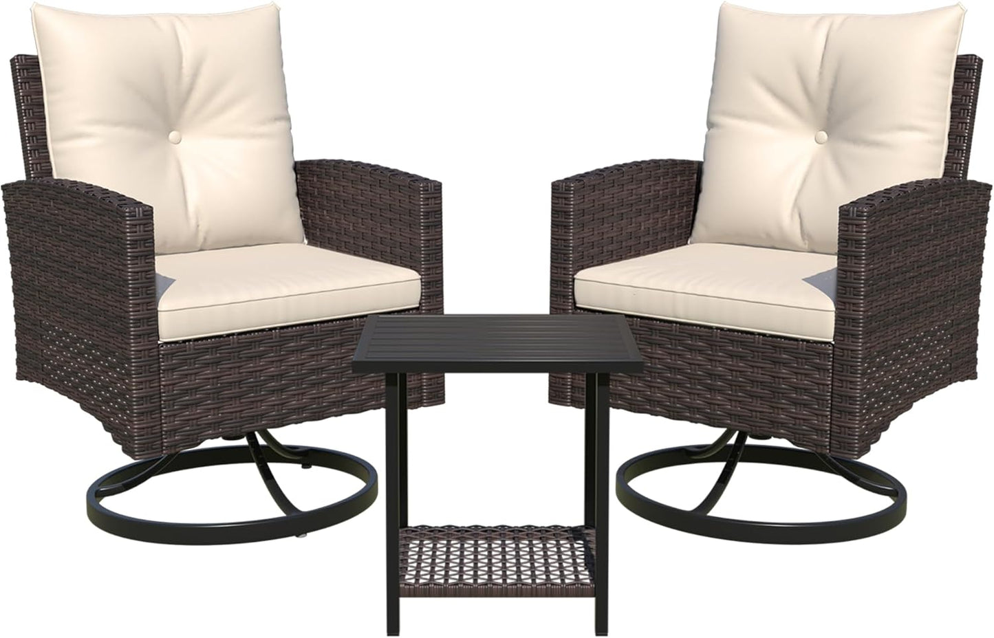 3-Piece Patio Furniture Set with Swivel Rocker Chairs & Table