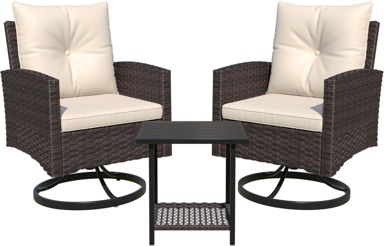 3-Piece Patio Furniture Set with Swivel Rocker Chairs & Table