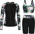 Women's 3 Piece Rash Guard with Built-in Bra for Sun Protection