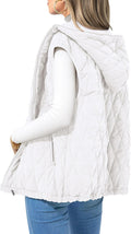 Women's Hooded Puffer Vest - Warm Sleeveless Zip Jacket