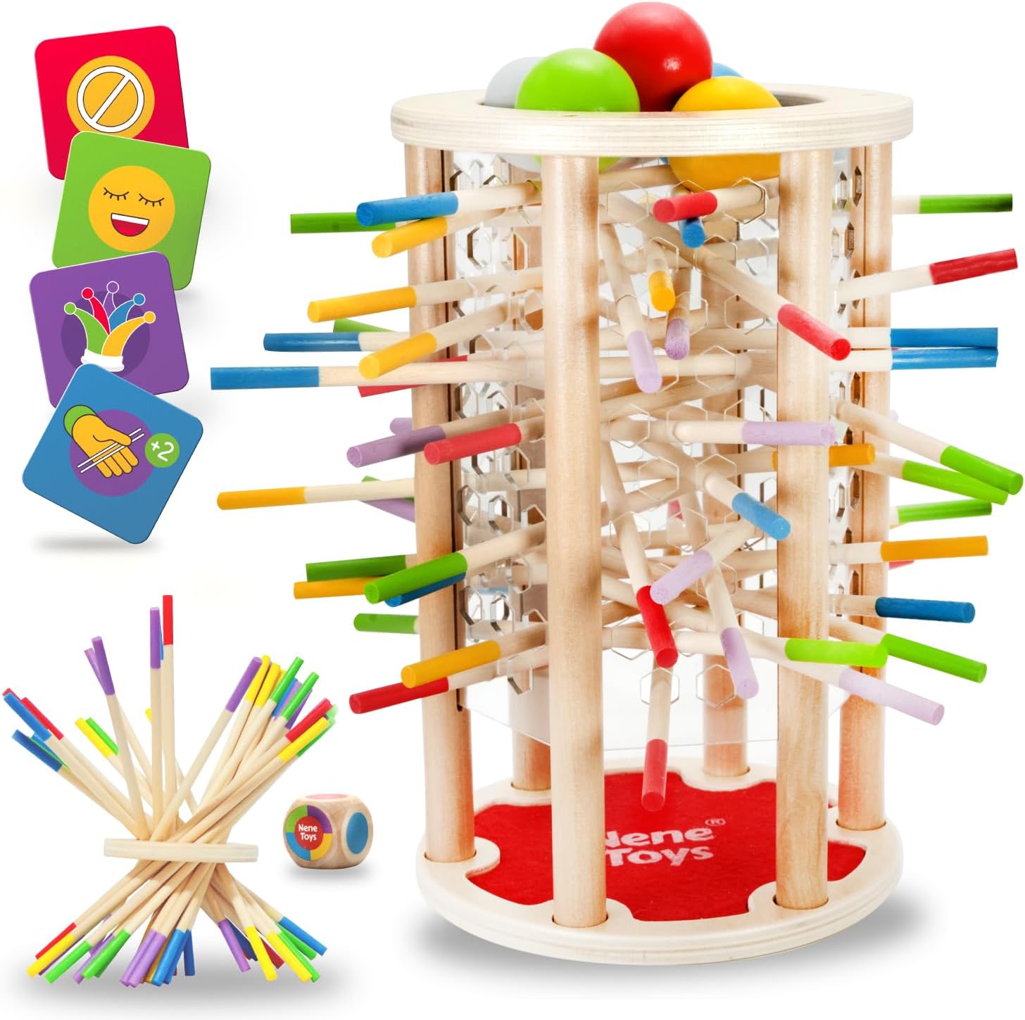 Nene Toys BALLFALL Montessori Game - Educational Wooden Tower Fun!