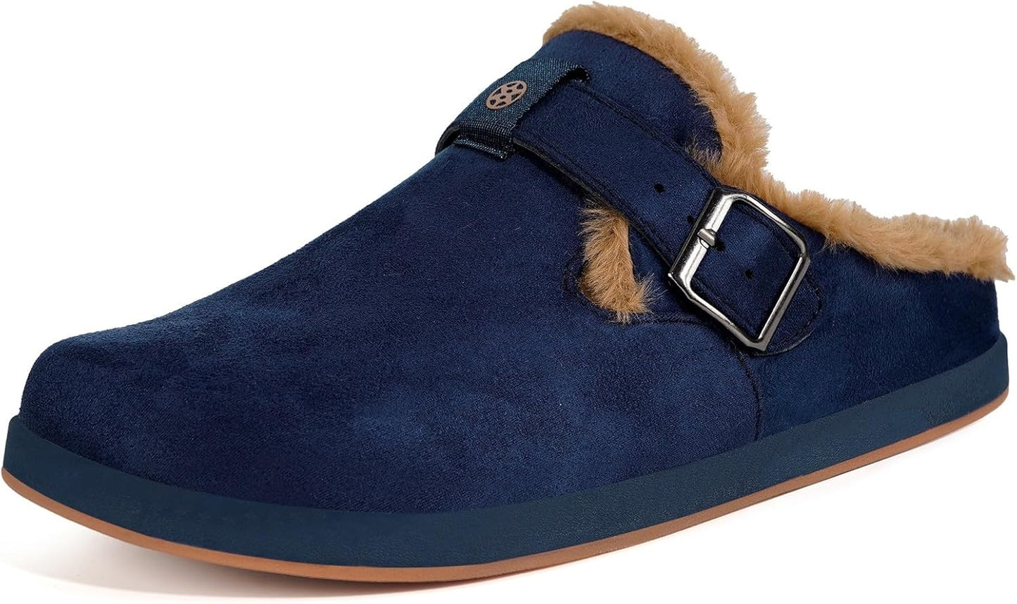Fur Lined Clogs for Women Men Suede Winter Slippers Comfort