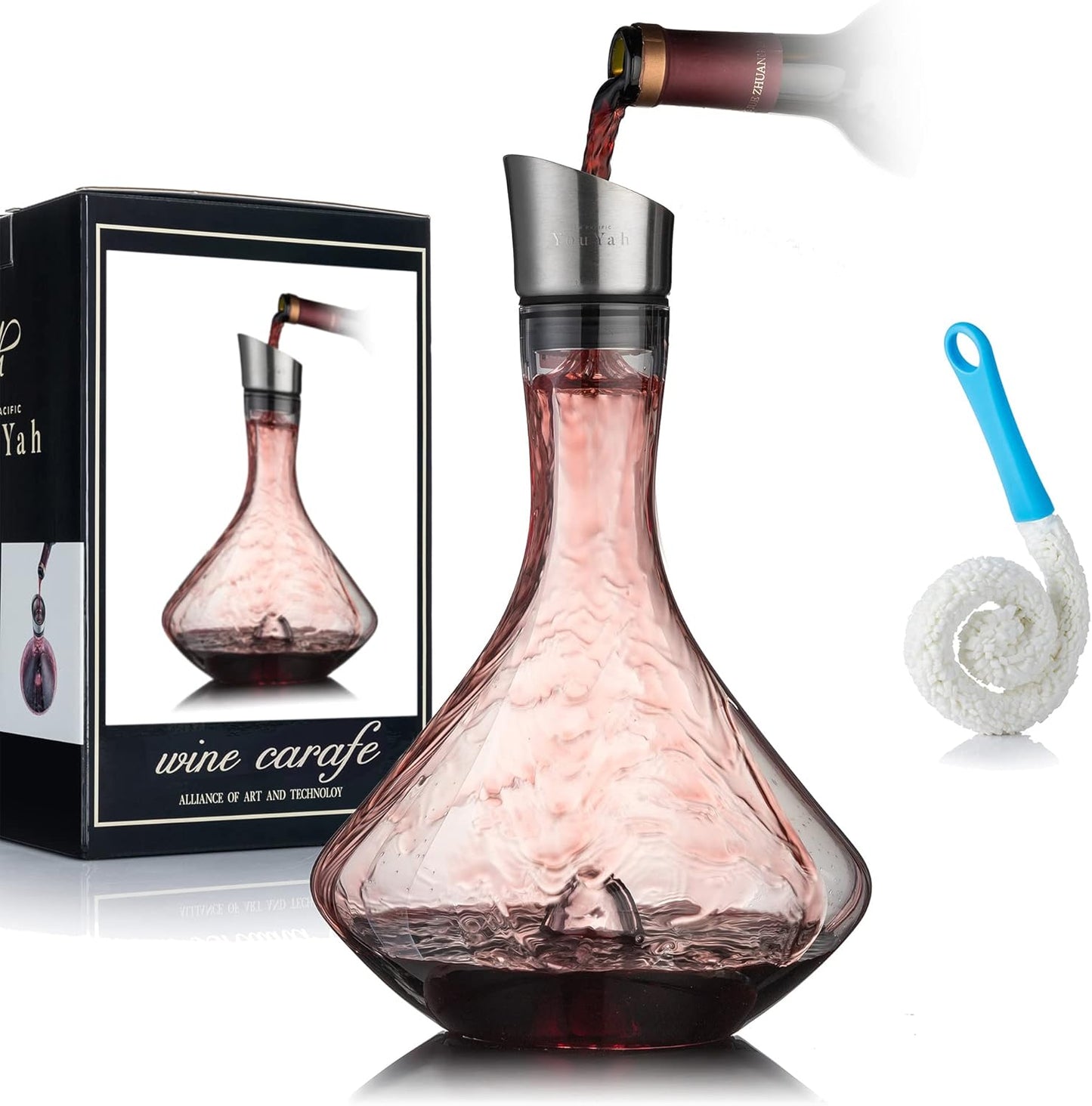 YouYah Wine Decanter Set with Built-in Aerator for Effortless Pouring