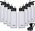 32 oz Insulated Water Bottle White - Dual Lid Sport Flask