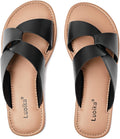 Luoika Women's Wide Width Flat Slides Sandals - Comfortable Everyday