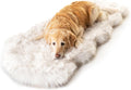 PupRug Orthopedic Dog Bed for Large Dogs - White Faux Fur Runner