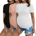Ekouaer Womens Maternity Shirts 3-Pack Short Sleeve