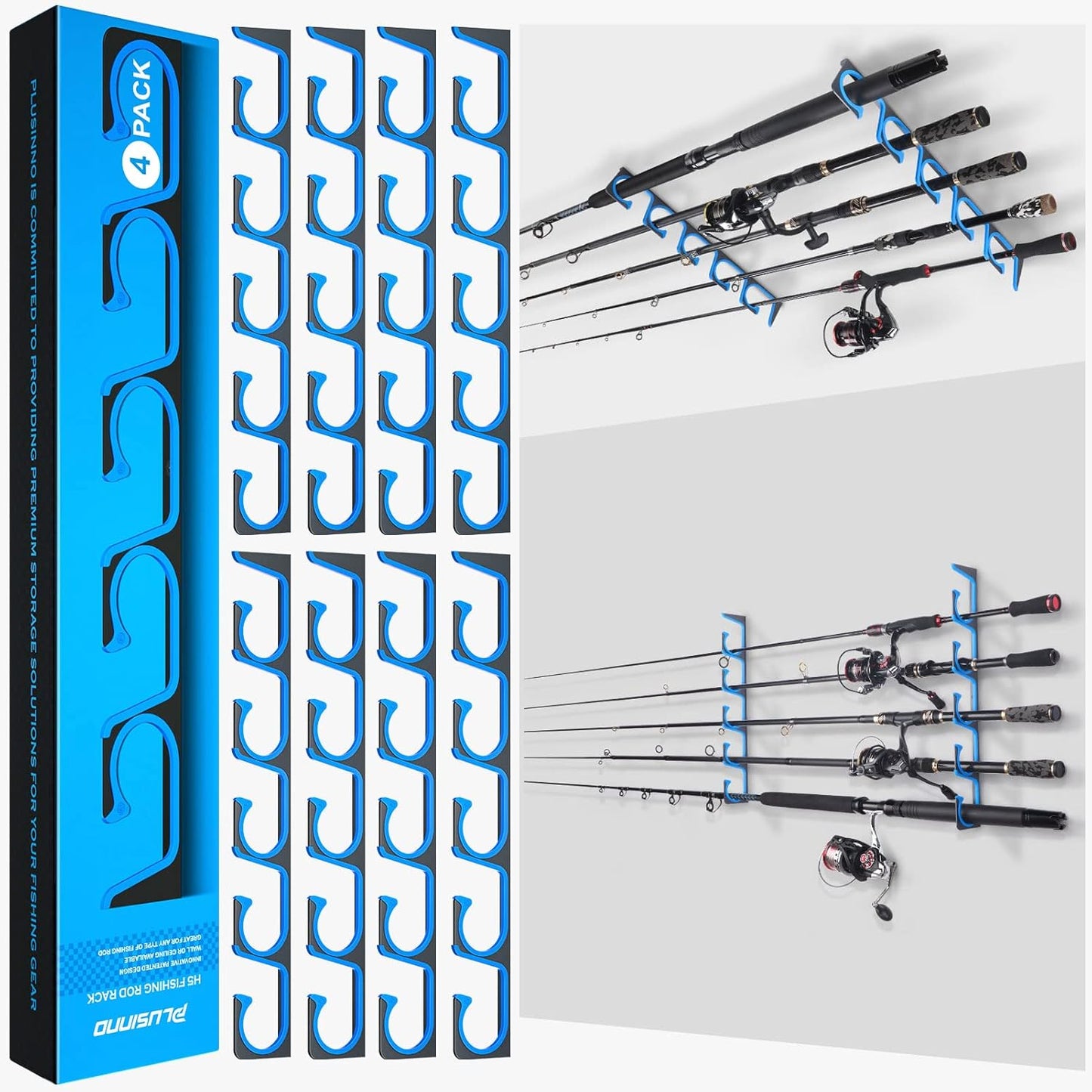 PLUSINNO H5 Fishing Rod Holders for Garage or Ceiling Storage
