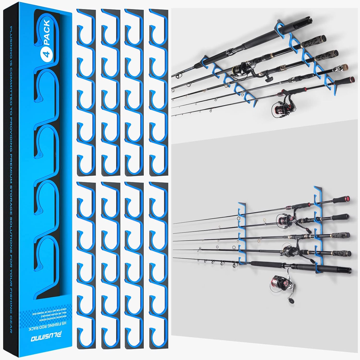 PLUSINNO H5 Fishing Rod Holders for Garage or Ceiling Storage