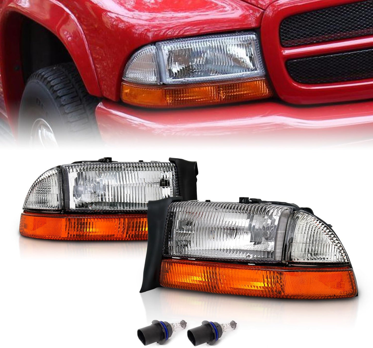 AmeriLite Chrome Replacement Headlights for Dodge Dakota/Durango