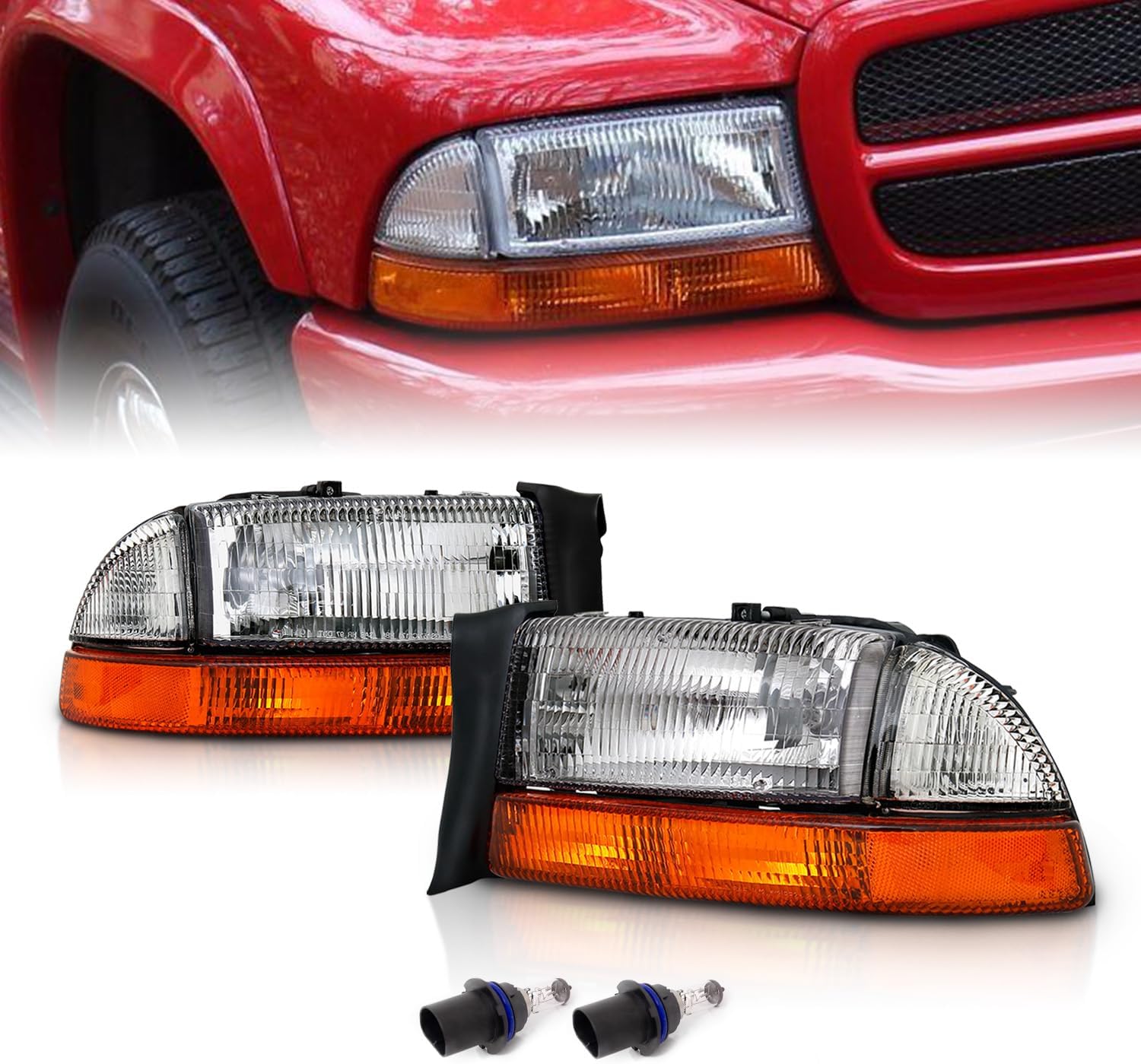 AmeriLite Chrome Replacement Headlights for Dodge Dakota/Durango