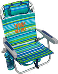 Tommy Bahama 2 Pack Beach Chair - 5 Positions, Lay Flat (Green Stripes)