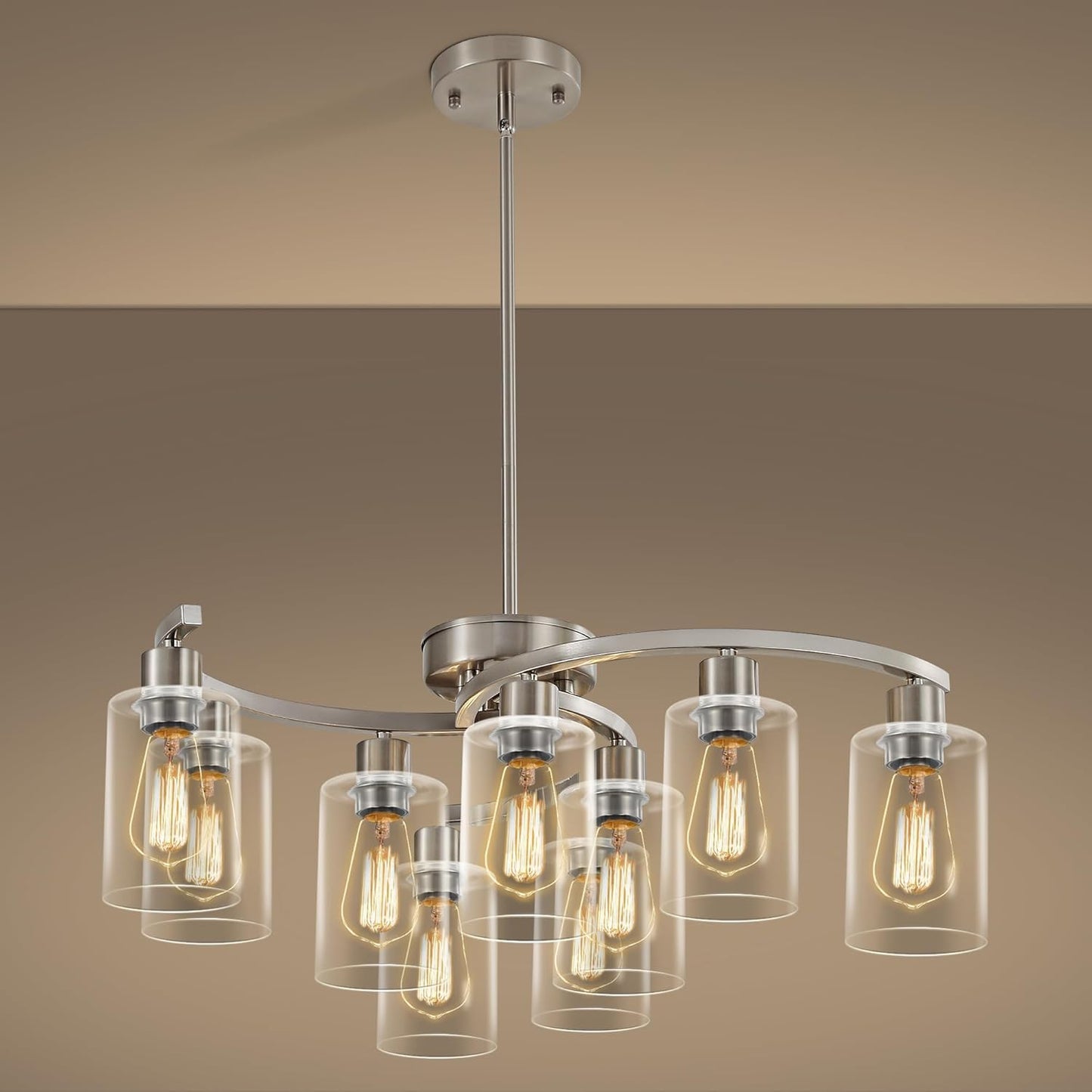 9-Light Brushed Nickel Kitchen Light Fixtures for Modern Spaces