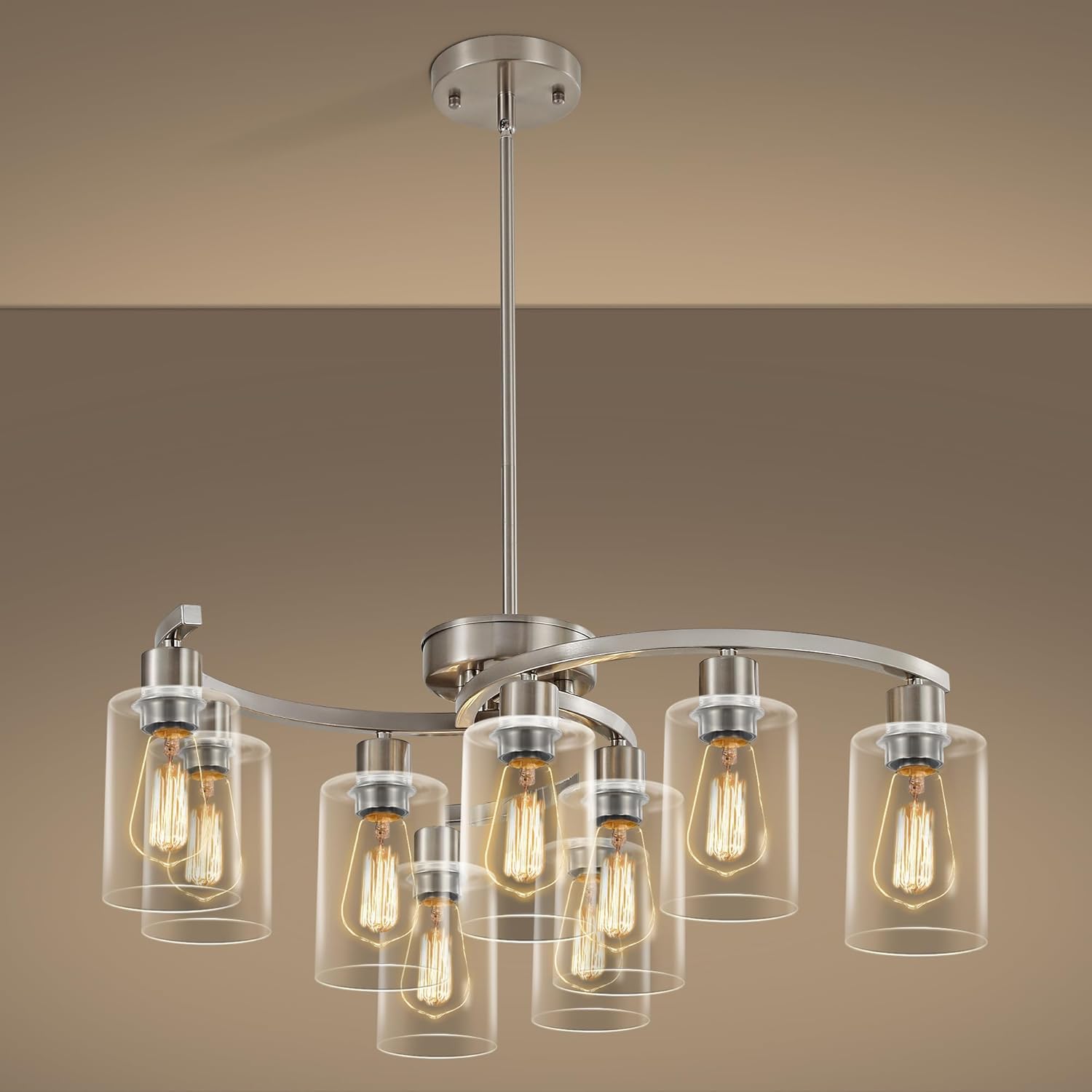 9-Light Brushed Nickel Kitchen Light Fixtures for Modern Spaces