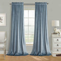 Roslynwood Stone Blue Velvet Curtains for Room Darkening