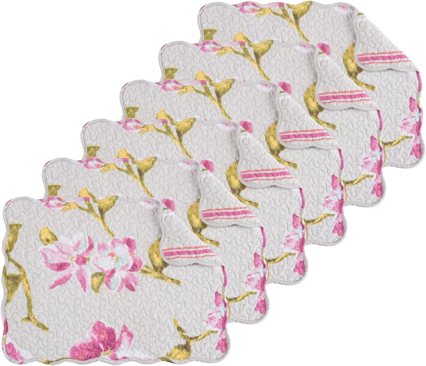 C&F Home Nylah Floral Cotton Quilted Reversible Placemat Set