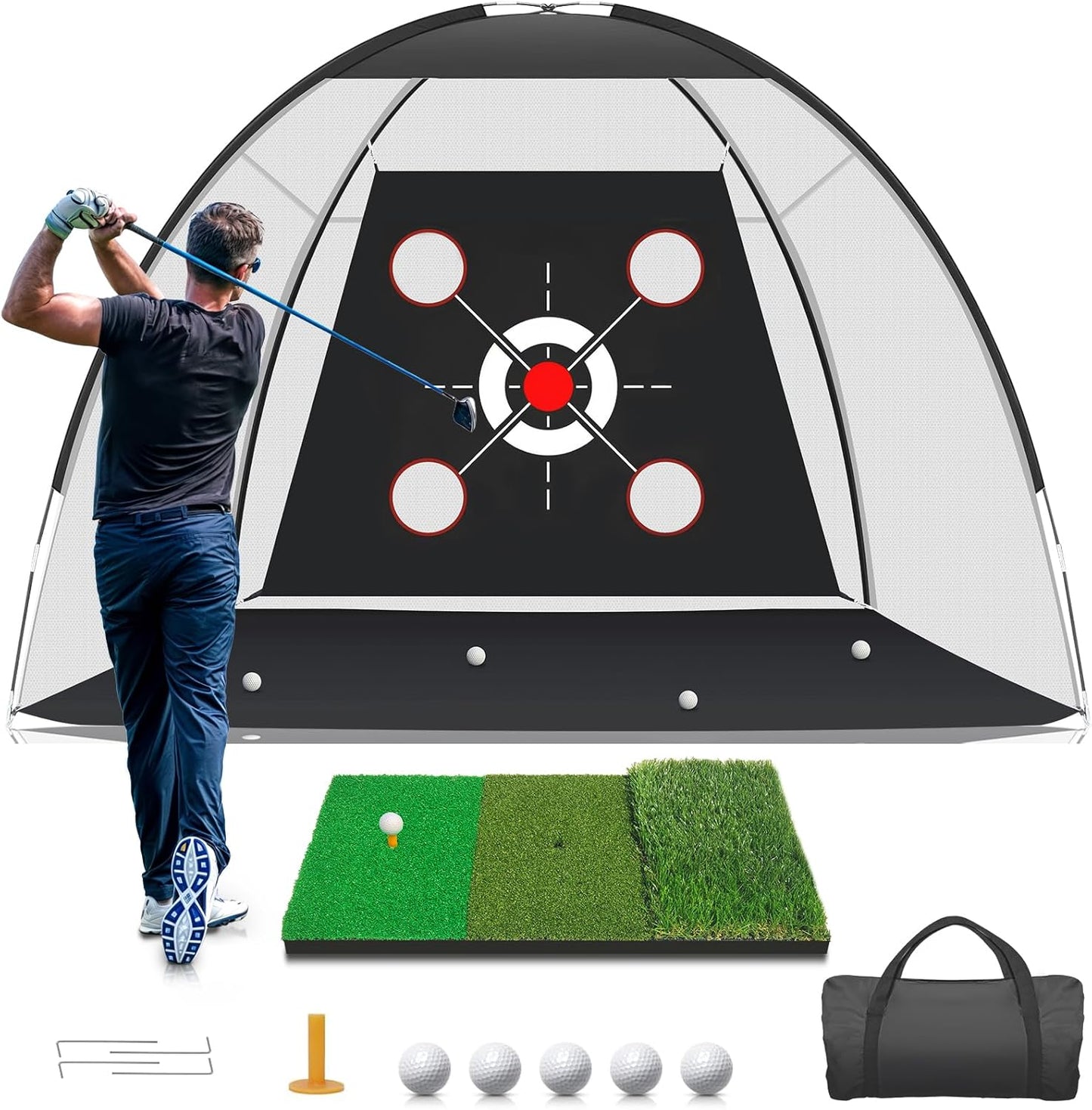 Golf Net with Practice Mat for Backyard Driving and Chipping