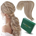 Easyouth Ponytail Extensions Human Hair Highlight Light Brown Blonde