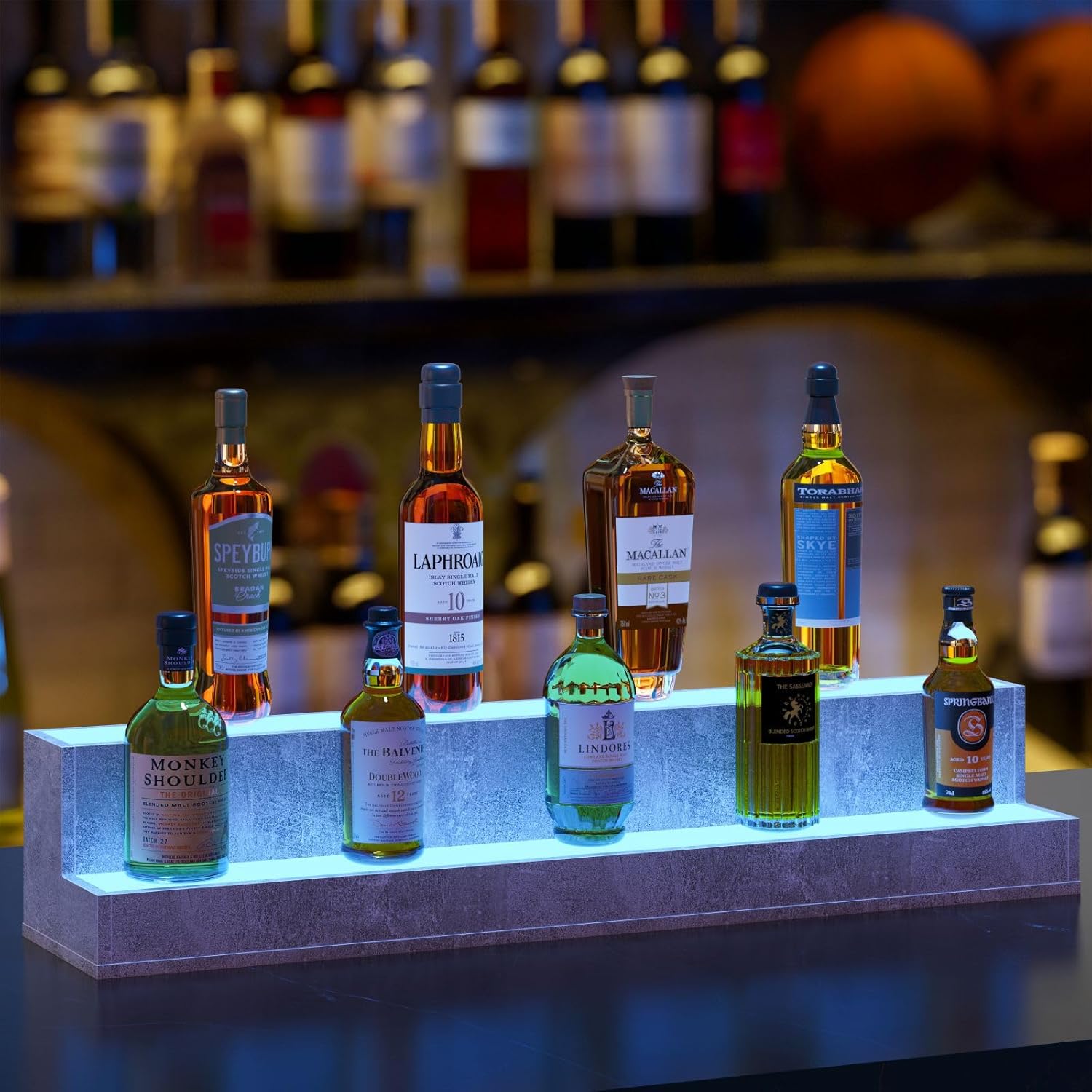 LED Lighted Liquor Bottle Display Shelf for Home Bar Parties