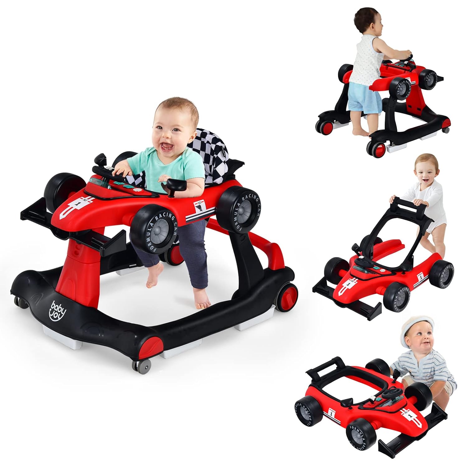 4-in-1 Baby Walker with Adjustable Height & Speed for Toddlers