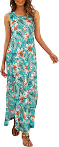 Hount Women's Casual Summer Sleeveless Maxi Dress with Pockets hem