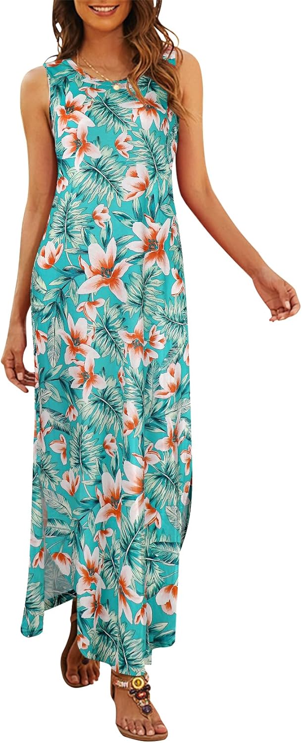 Hount Women's Casual Summer Sleeveless Maxi Dress with Pockets