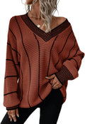 Womens Oversized Striped Tunic Sweater - Cozy Casual Knit