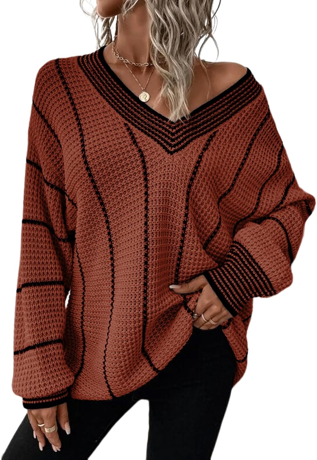 Dokotoo Womens Oversized Striped Tunic Sweaters for Casual Style