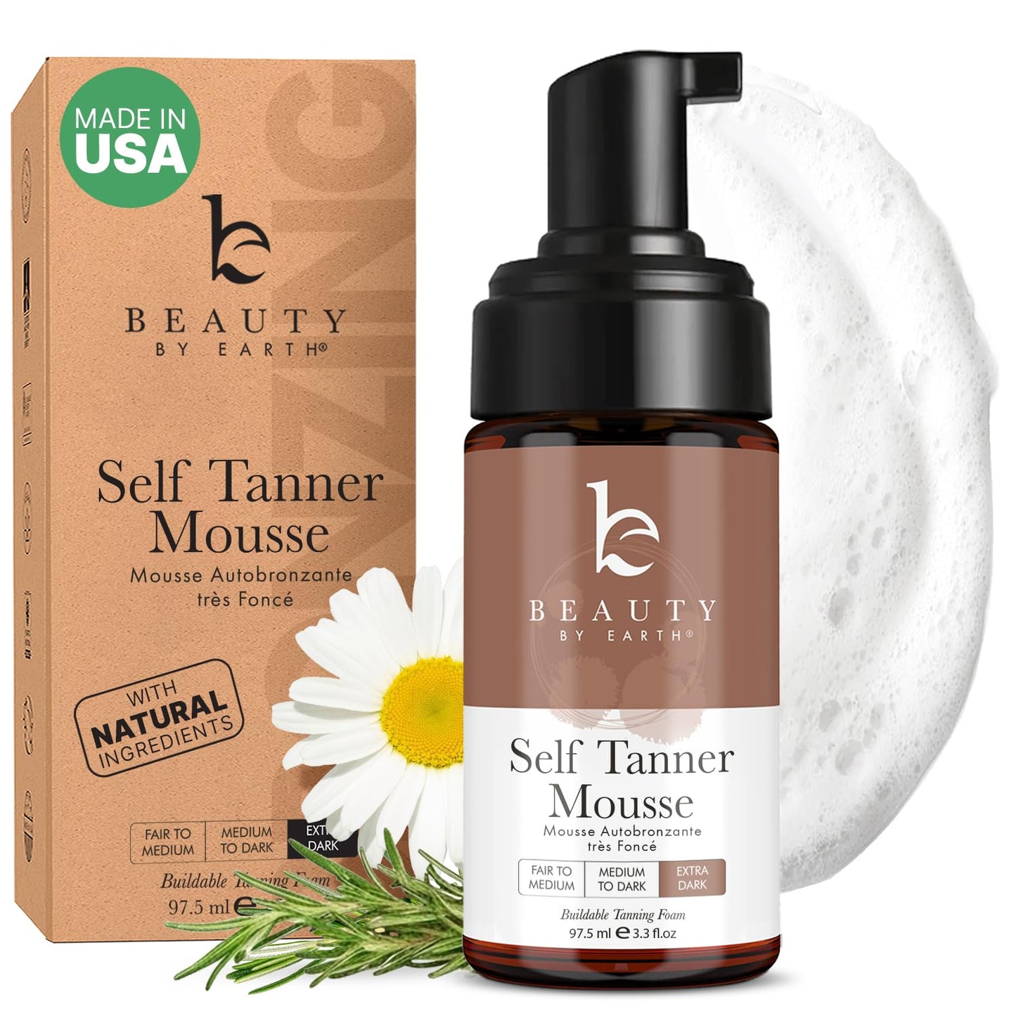 Self Tanner Mousse for Ultra Dark Tan - Natural & Organic Formula