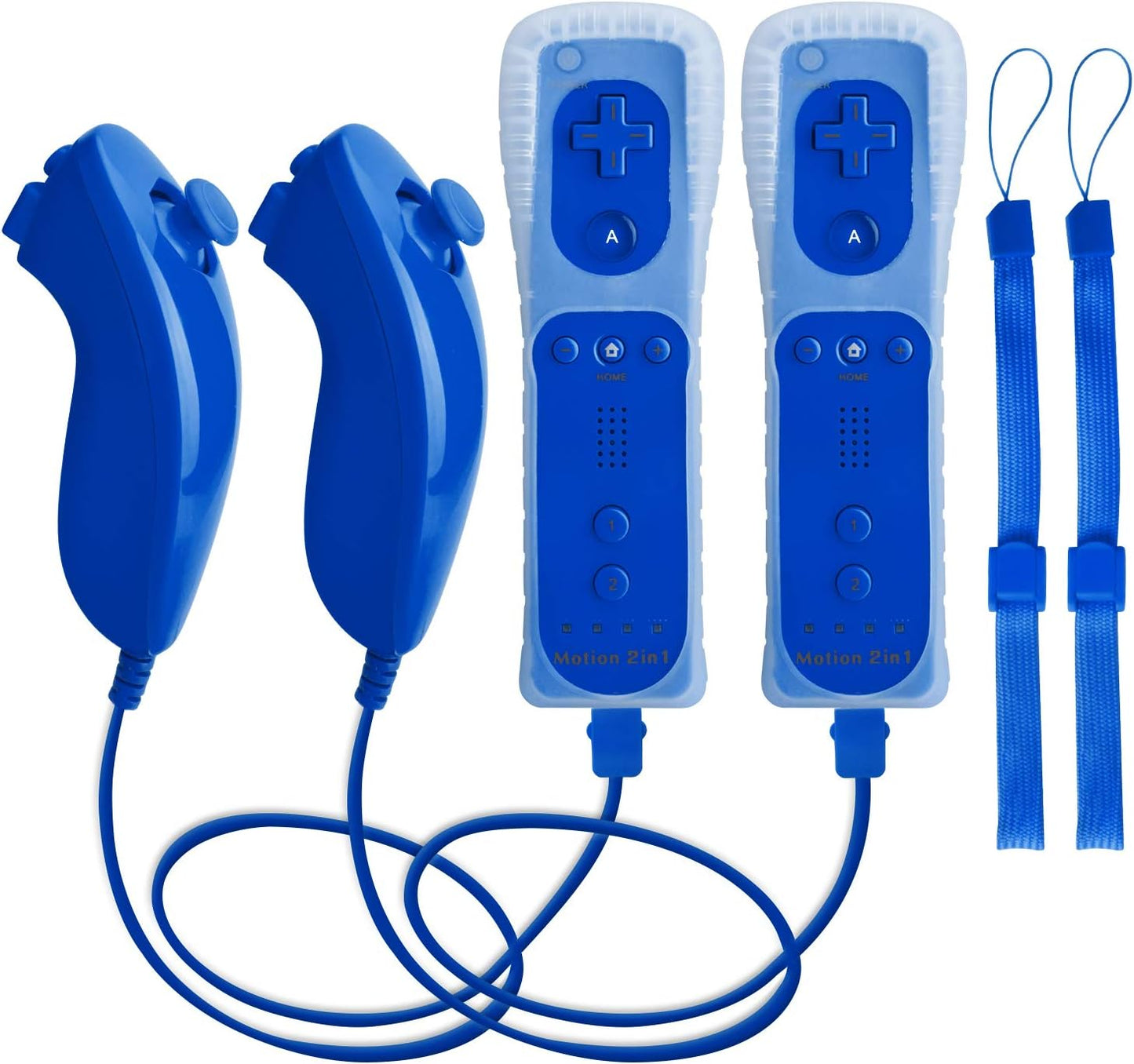 TechKen Motion Plus Wii Controllers 2 Packs with Nunchucks