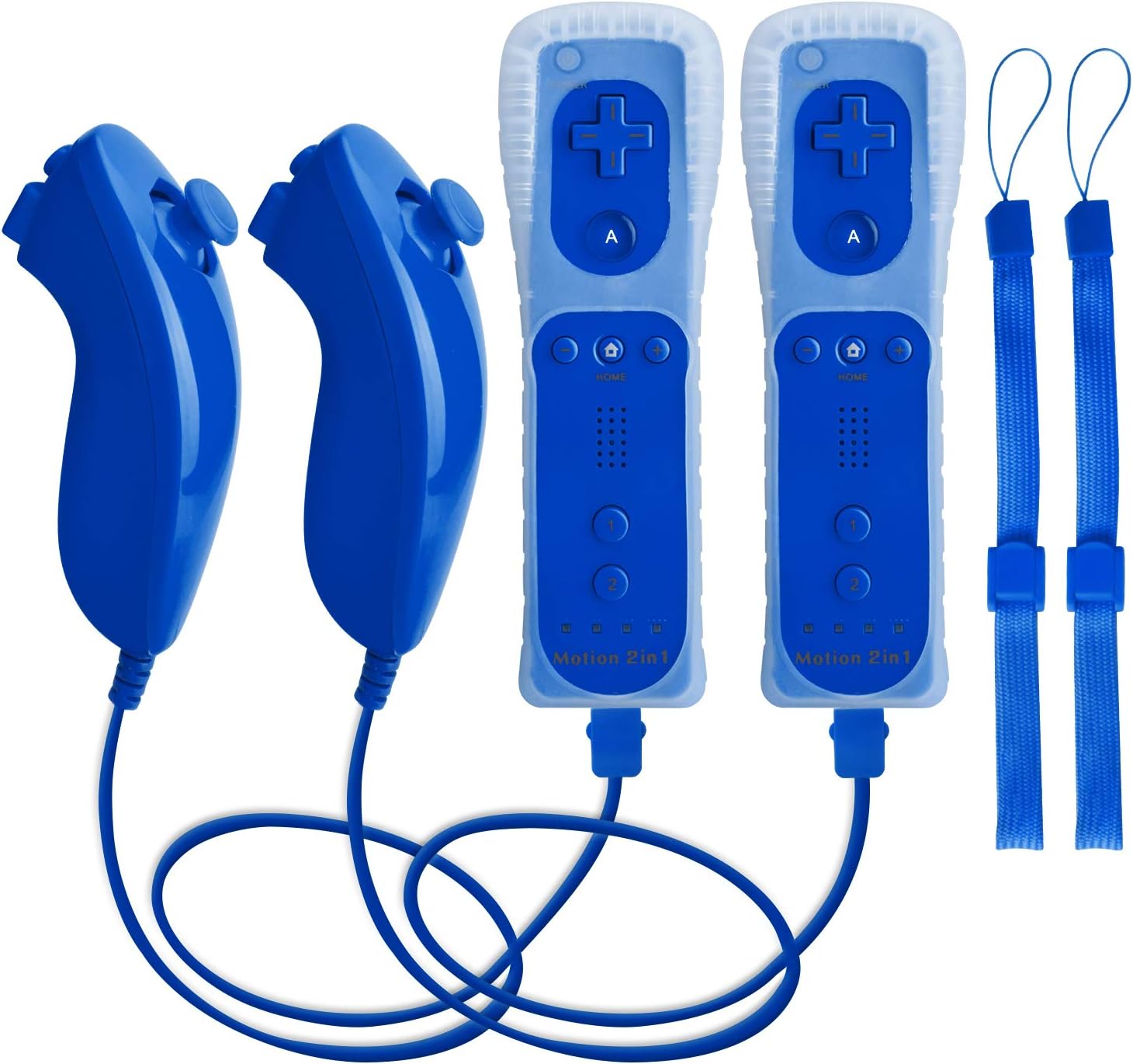 TechKen Motion Plus Wii Controllers 2 Packs with Nunchucks