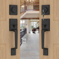 Double Front Door Lock Set Matte Black - Modern Handle