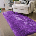 Fluffy Shaggy Faux Sheepskin Runner Purple 2x6 - Soft Washable Rug