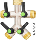 EJW 4 Way Hose Splitter - Heavy Duty Brass Garden Faucet Divider