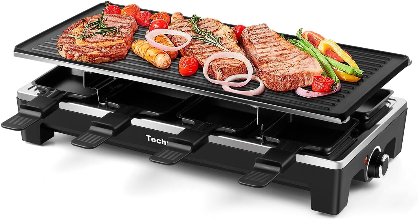 Raclette Grill for Indoor BBQ Fun with Removable Non-Stick Plate