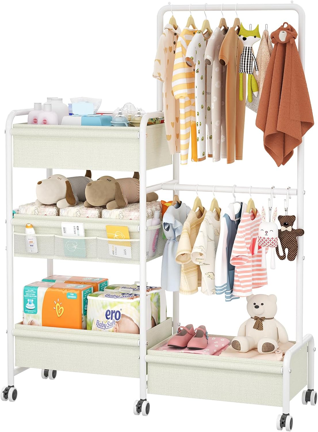 2in1 Baby Diaper Caddy & Clothes Organizer for Nursery Use